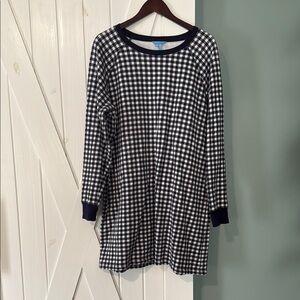 Draper James Navy and White Gingham Long Sleeve Dress